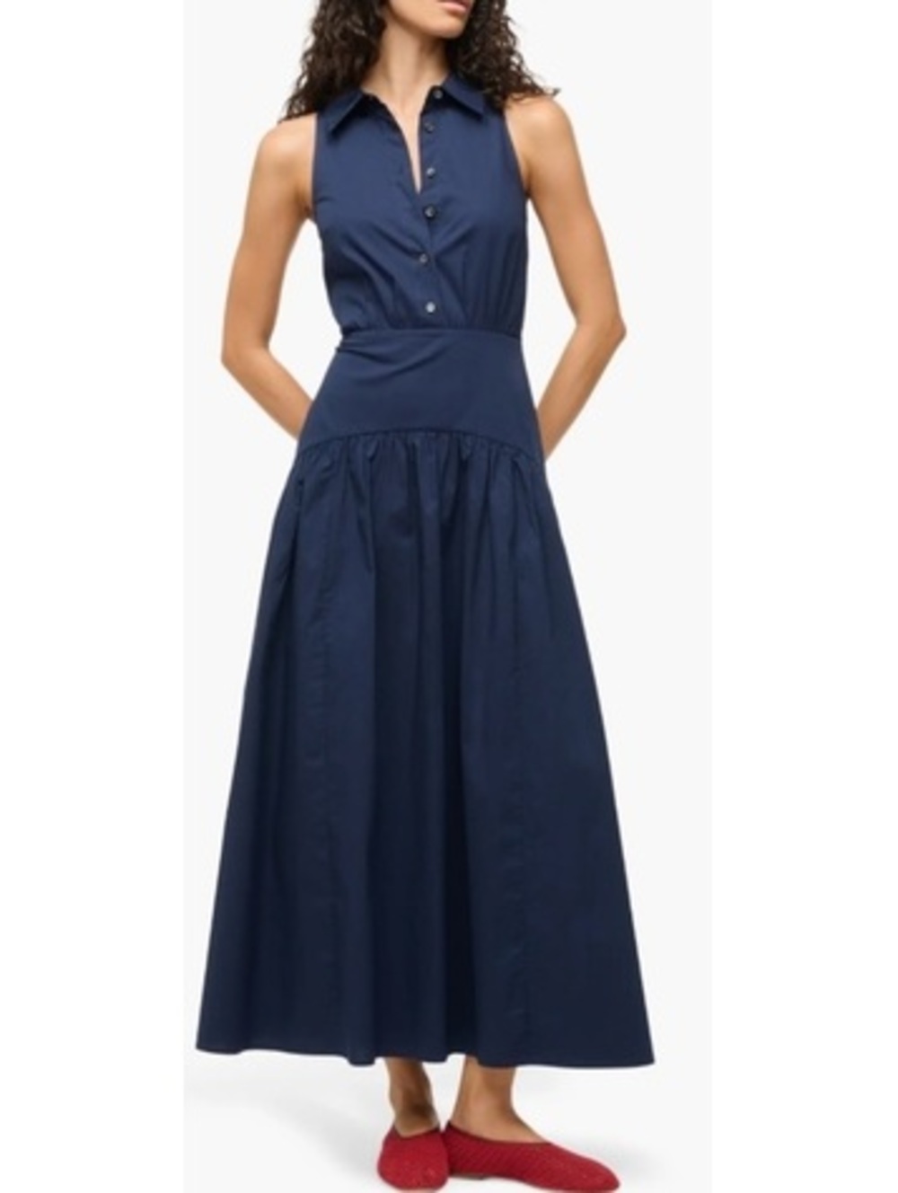 Staud Romy Sleeveless Maxi Shirtdress